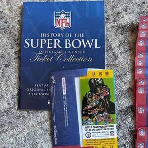 Collectible NFL Super Bowl Replica Ticket Set (16) and book - Never used.